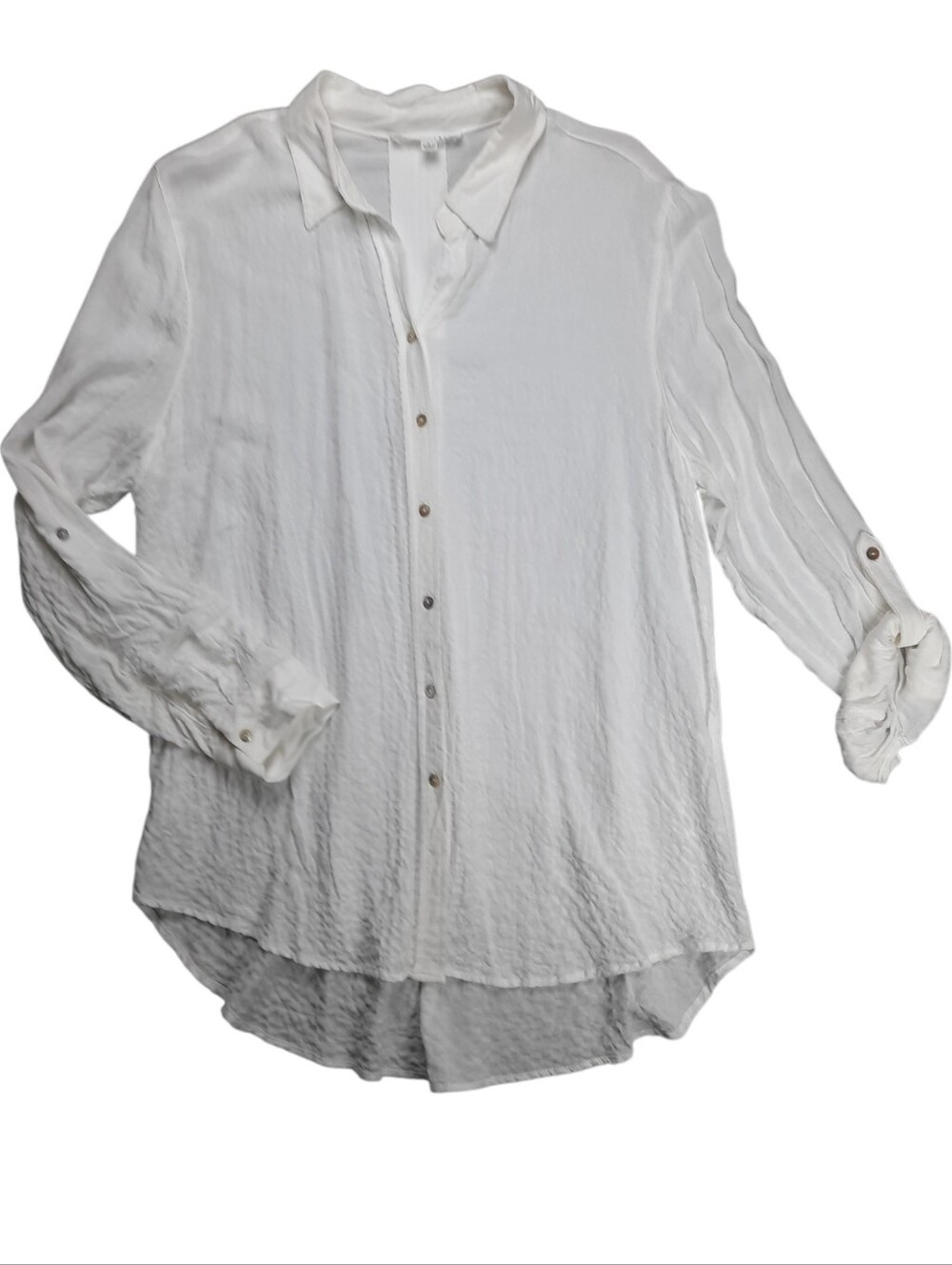 Jane + Delancey Gauzy White Button Down Tunic/Cover-up SZ L